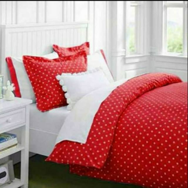 Kain Sprei Star Polkadot Merah lebar 2,4 meter