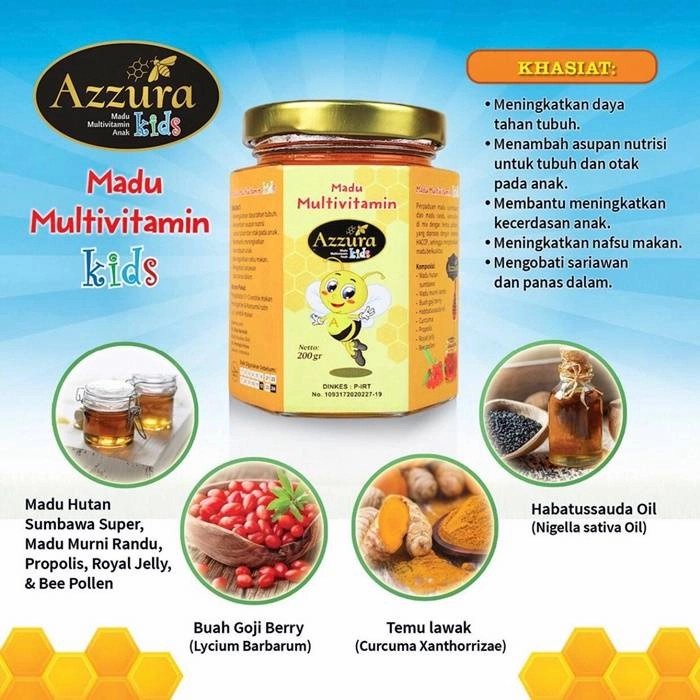 

MADU ANAK MULTIVITAMIN KIDS 200 GRAM MADU AZZURA