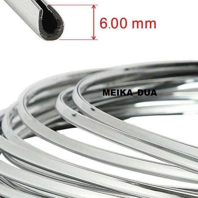 4m List Moulding Chrome 6mm Lis Silver List Jendela List Pintu Mobil