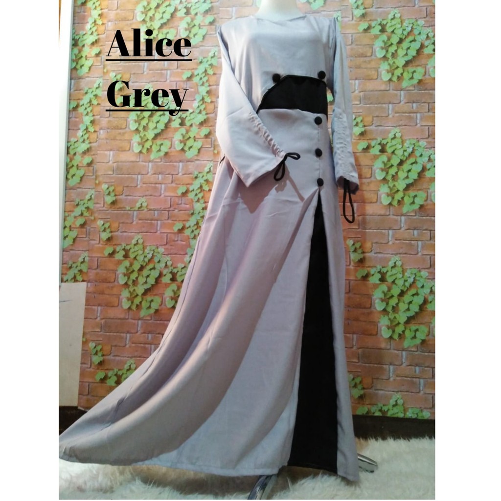 Alice dress serut kancing kombinasi 2 warna baloteli