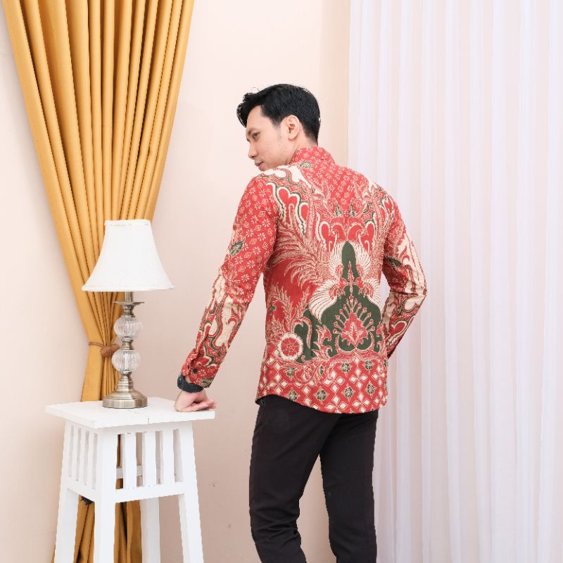 Batik Pria Slimfit Kantoran Kombinasi Lengan Panjang Premium Batik Premium Terbaru MTF09