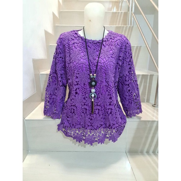 Blouse Brukat Warna Jumbo XL, 2XL, 3XL-898 Ungu