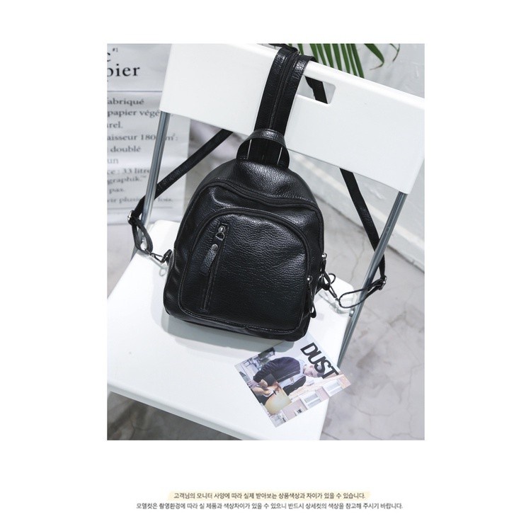 TM-93 tas ransel backpack mini wanita hitam kulit leather import