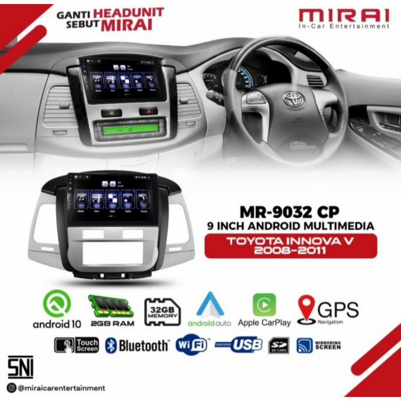 HEAD UNIT ANDROID MIRAI 9032CP INNOVA LAMA