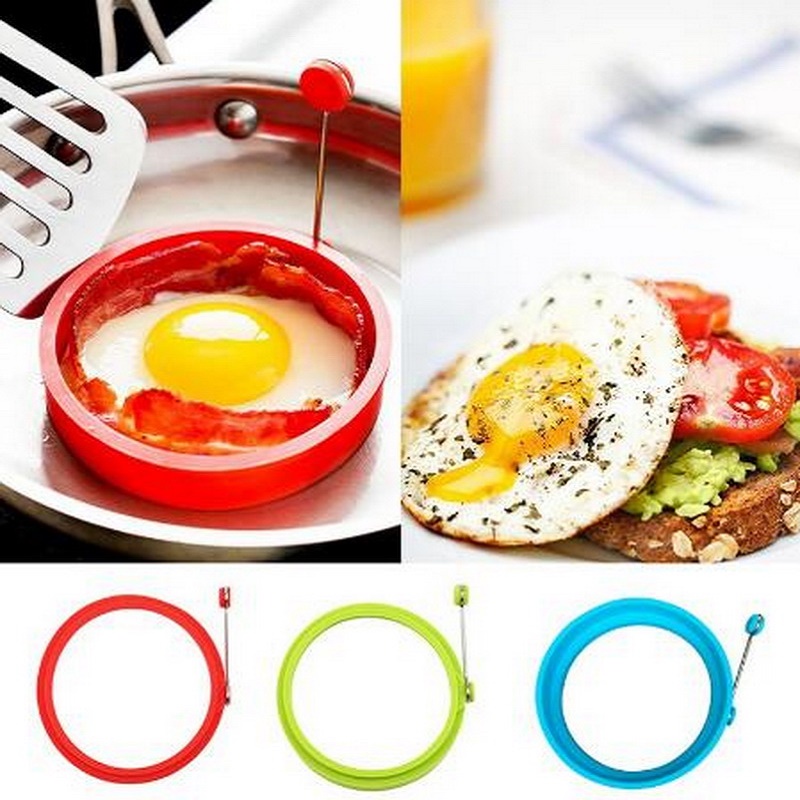 Cetakan Telur Omelet Pancake Bentuk Bulat Dan Hati Bahan Silikon Anti Lengket Untuk Dapur