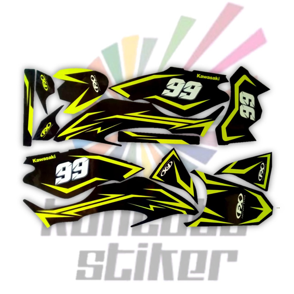Stiker Striping Motor kawasaki KLX BF Variasi Hitam-Kuning
