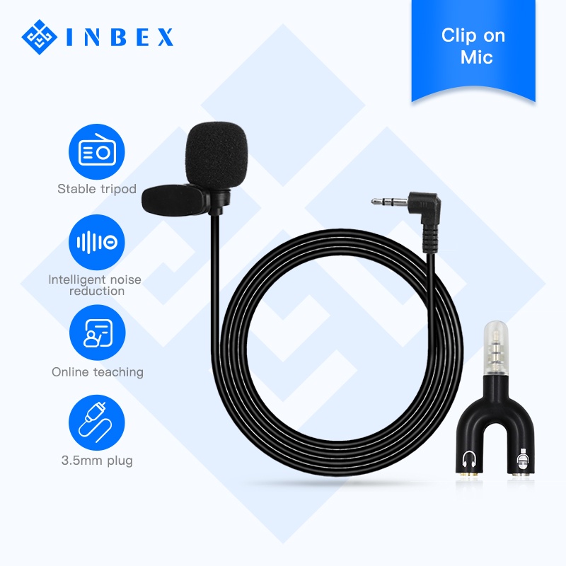 INBEX Clip On Microphone/3.5mm Mini Microphone clipon/ Mic smartphone YouTuber Vlogging