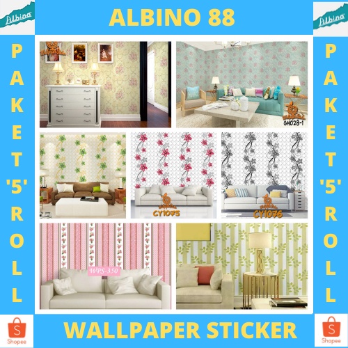 Penjualan Terbanyak Paket 5 Roll Wallpaper Stiker Dinding _ Wallpaper Sticker Dinding Motif Bunga _ Wallpaper Sticker Dinding Hight Quality _ Wallpaper Sticker Dinding Dekorasi_ Best Seller Bisa COD