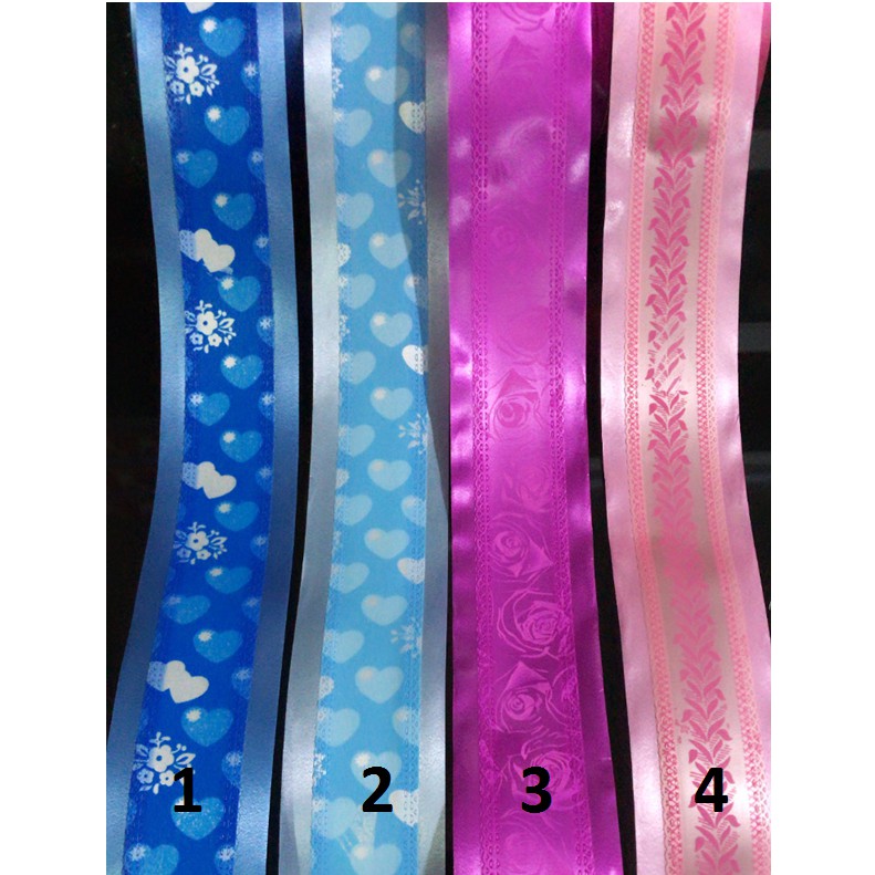 

Pita Kado Jepang motif bunga love renda Minton Ribbon 2" (per meter)