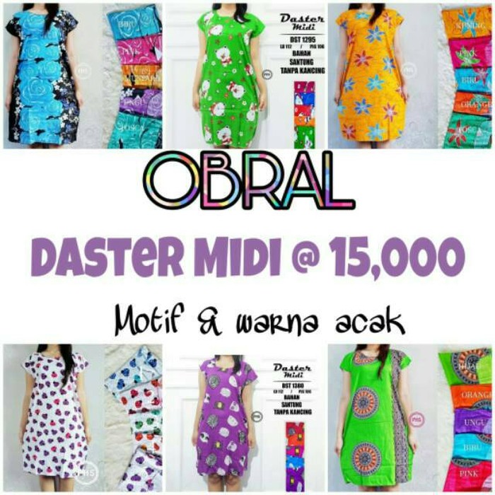 DASTER MIDI MOTIF WARNA ACAK TERMURAH