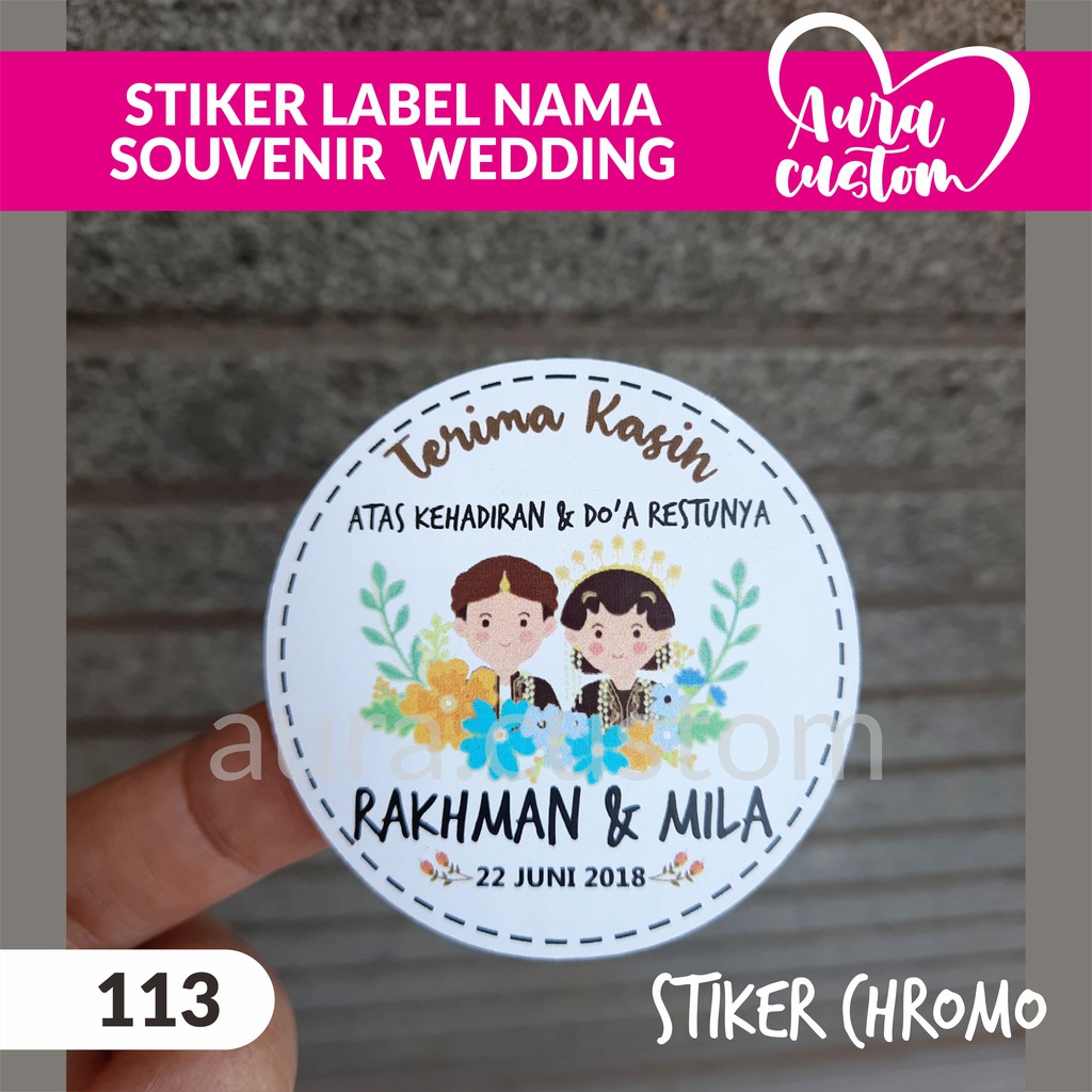 

STIKER CHROMO LABEL NAMA SOUVENIR WEDDING NIKAH BULAT | TERIMA KASIH | THANKS CARD | SERI JAWA