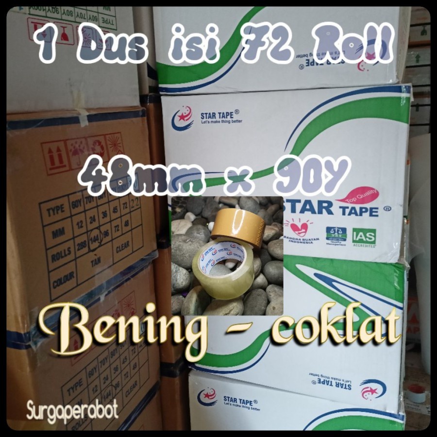 

Lakban Bening - Coklat 1 Dus 48mm x 90Yard 2 Inch - Solatip 2 inchi