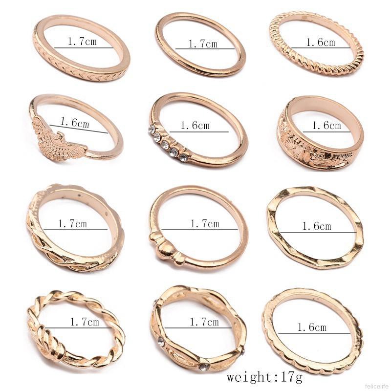 Winding Knotted Twist Line Carved Knuckle Rings Set