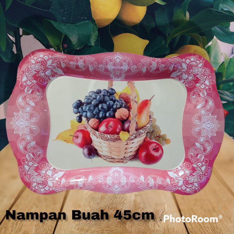 Nampan Motif Bunga dan Motif Buah flowe Design Color Plate