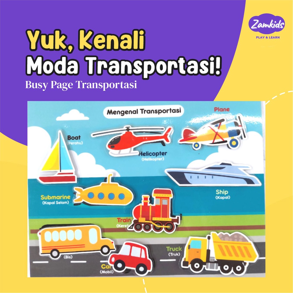 Permainan Edukasi Busy Page Magnet Transportasi Mainan Edukatif Anak Bayi Dan Balita By Zamkids