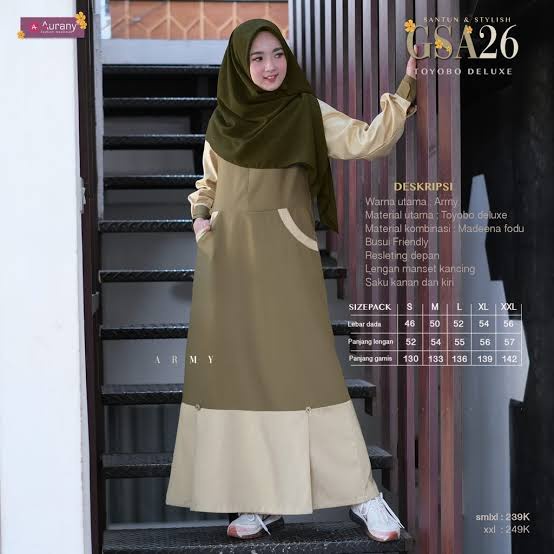 GAMIS TERBARU 2021 AURANY GSA-26 ARMY DRESS ONLY