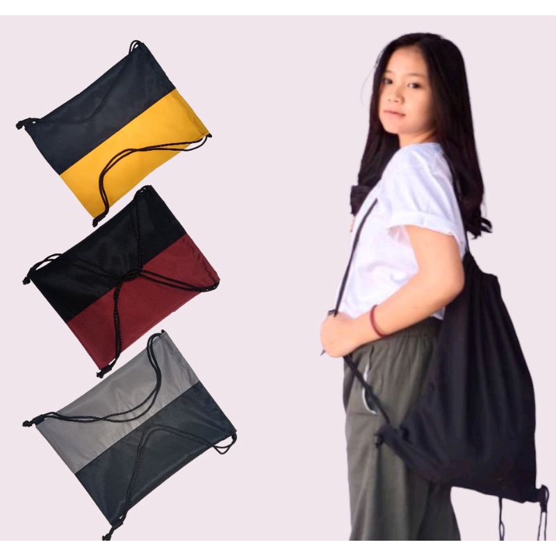 New Stringbag Stringbag polos taslan drill stringbag murah stringbag pria wanita Tas Serut Terlengkap slingbagkonveksi