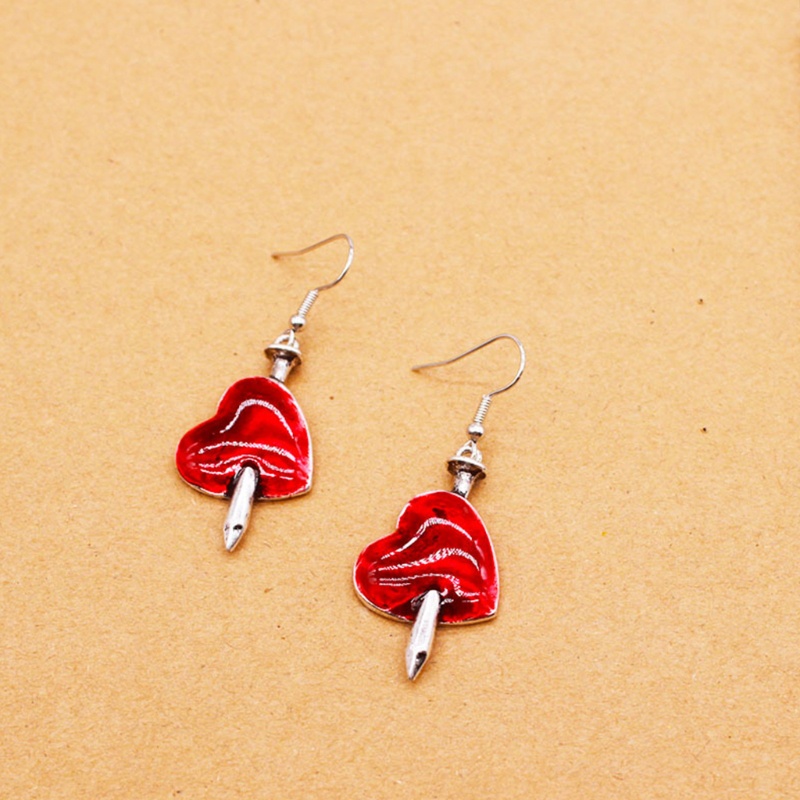 SIY  Goth Dark Sword Drop Earrings Wounded Heart Red Oil Drip Halloween Party Earrings for Women Fashion Jewelry Gifts