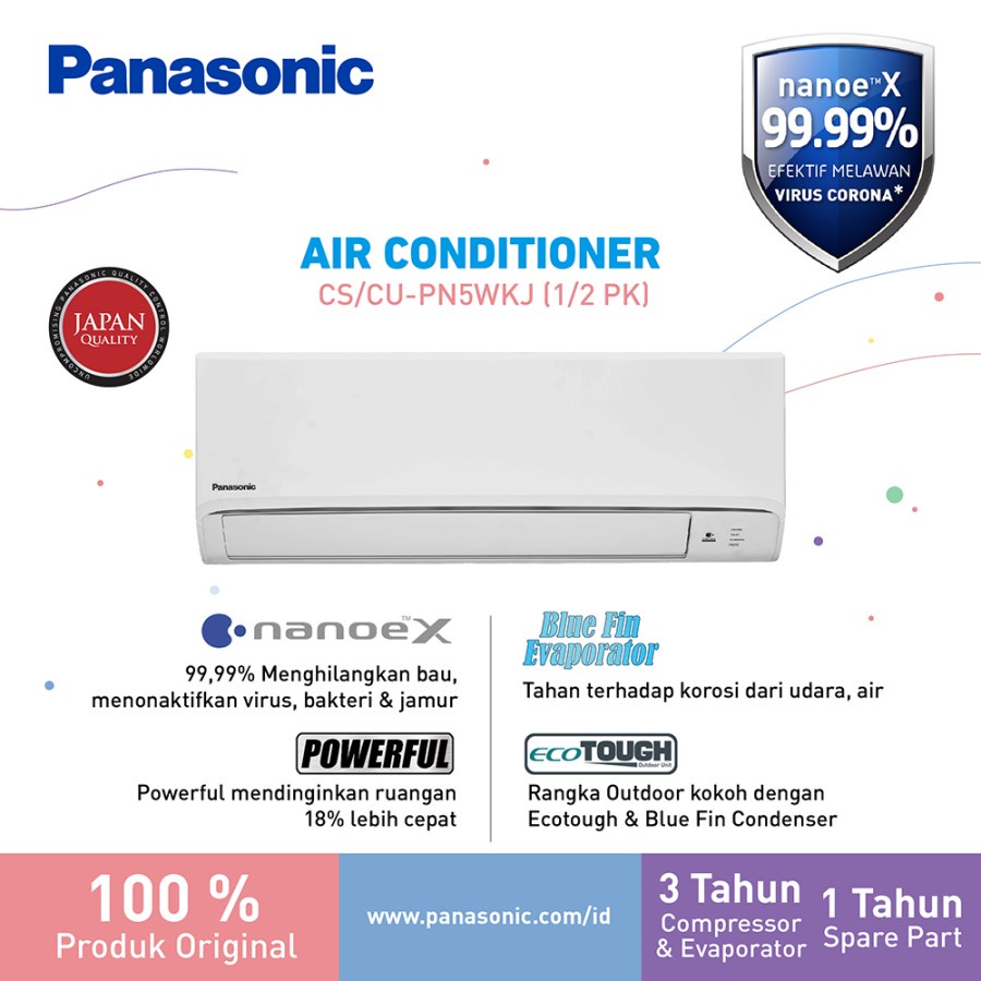 Panasonic CS-PN5WKJ AC Split 1/2 PK Standard Putih