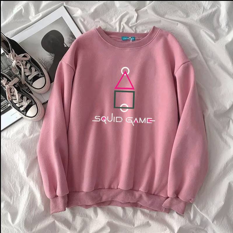 SWEATER CREWNECK SQUID GAME FLEECE UNISEX TEBAL MURAH TERBARU'