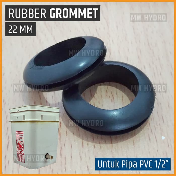 10 pcs Grommet 22 mm untuk Pipa PVC 1/2 Inch, Hitam