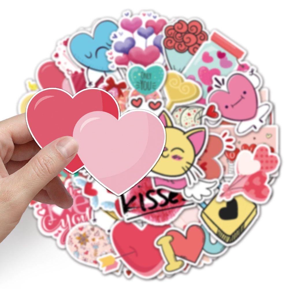 Mxbeauty Stiker Hari Valentine Label Kartun Dekorasi Laptop Motor Sekolah Kantor Perlengkapan Koper Skateboard ILOVEYOU Animel Stickers