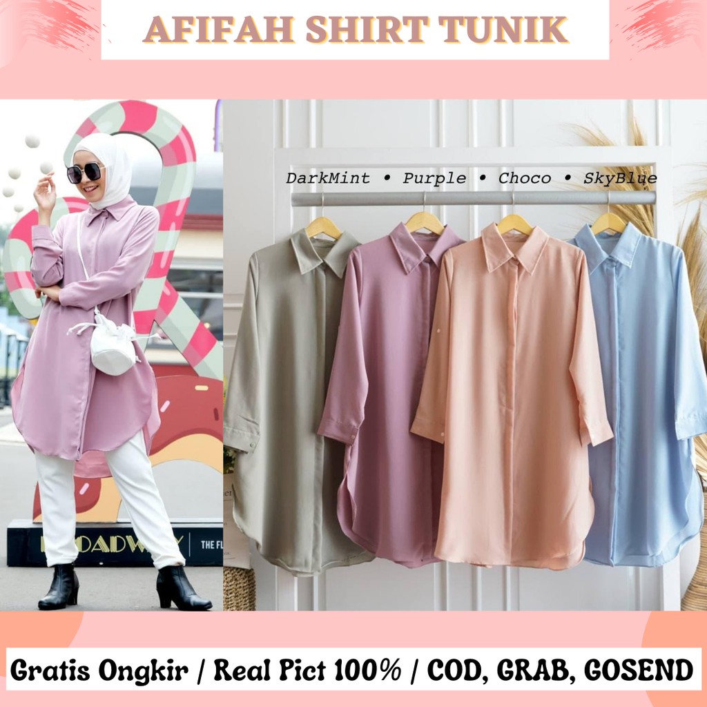 AFIFAH SHIRT TUNIC / TUNIK WANITA / ATASAN KERJA (BISA COD)