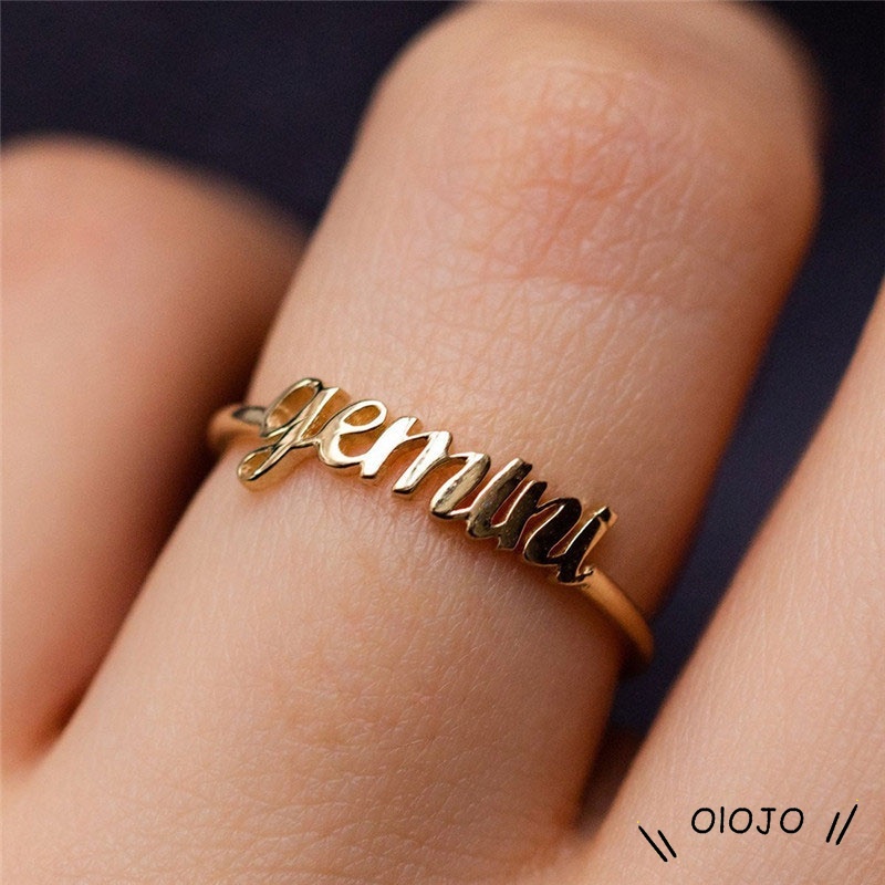 Desain Cincin Wanita 12 Konstelasi Emas/Cincin Sederhana Yang Dapat Disesuaikan - ol