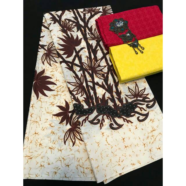 Hi uj kain batik printing batik unggul jaya motif bambu batik putih tulang remekan