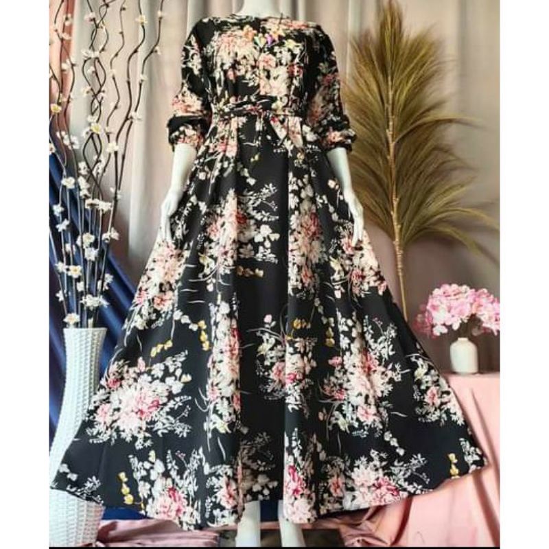 Gamis Sakura /Gamis Motif Bunga Sakura Katun