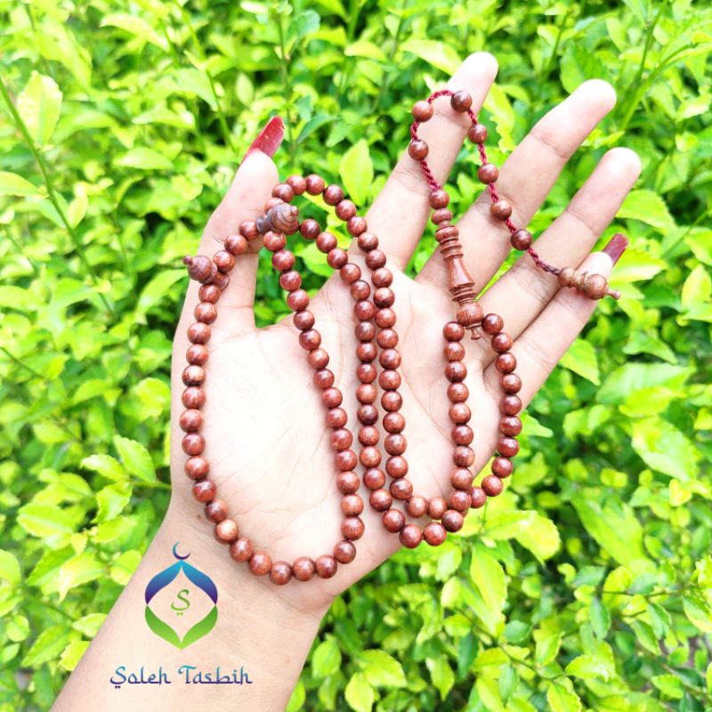 Tasbih Kayu Galih Nagasari Ngurak Motif Bulat, Size 6mm/Tasbih Muslim 99Butir