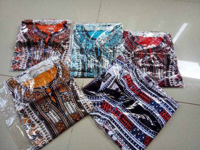 Kaos Pantai Kaos Etnik Dashiki All Size Pria Wanita Dasar Putih New