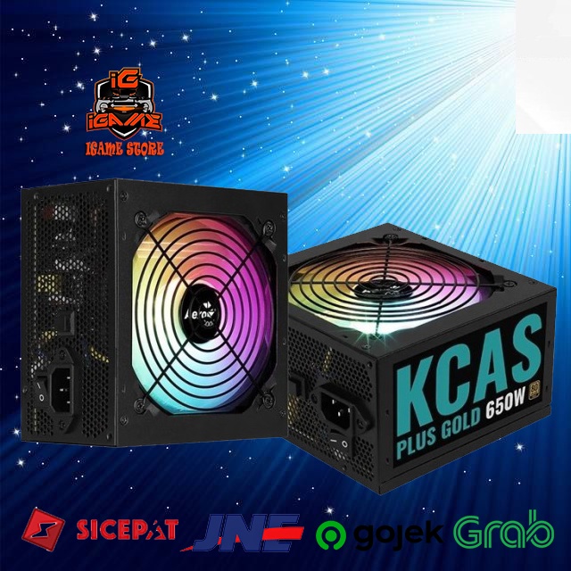 Aerocool KCAS 650W ARGB Fan - 650Watt 80+ Plus Gold Flat Power Supply TOP