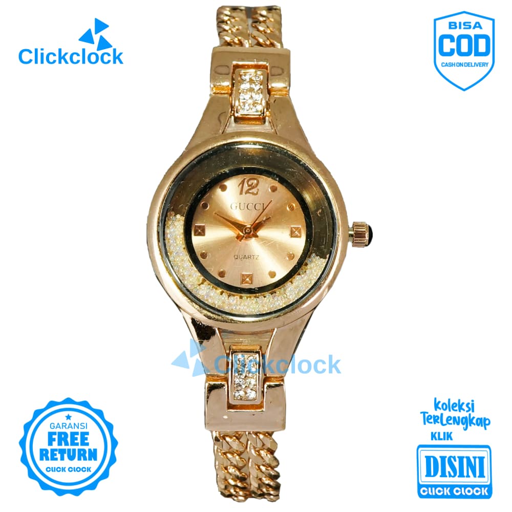 Jam Tangan Analog Wanita Permata Stainless Analog,Quartz GC-01 RF Rose Gold Watch Original