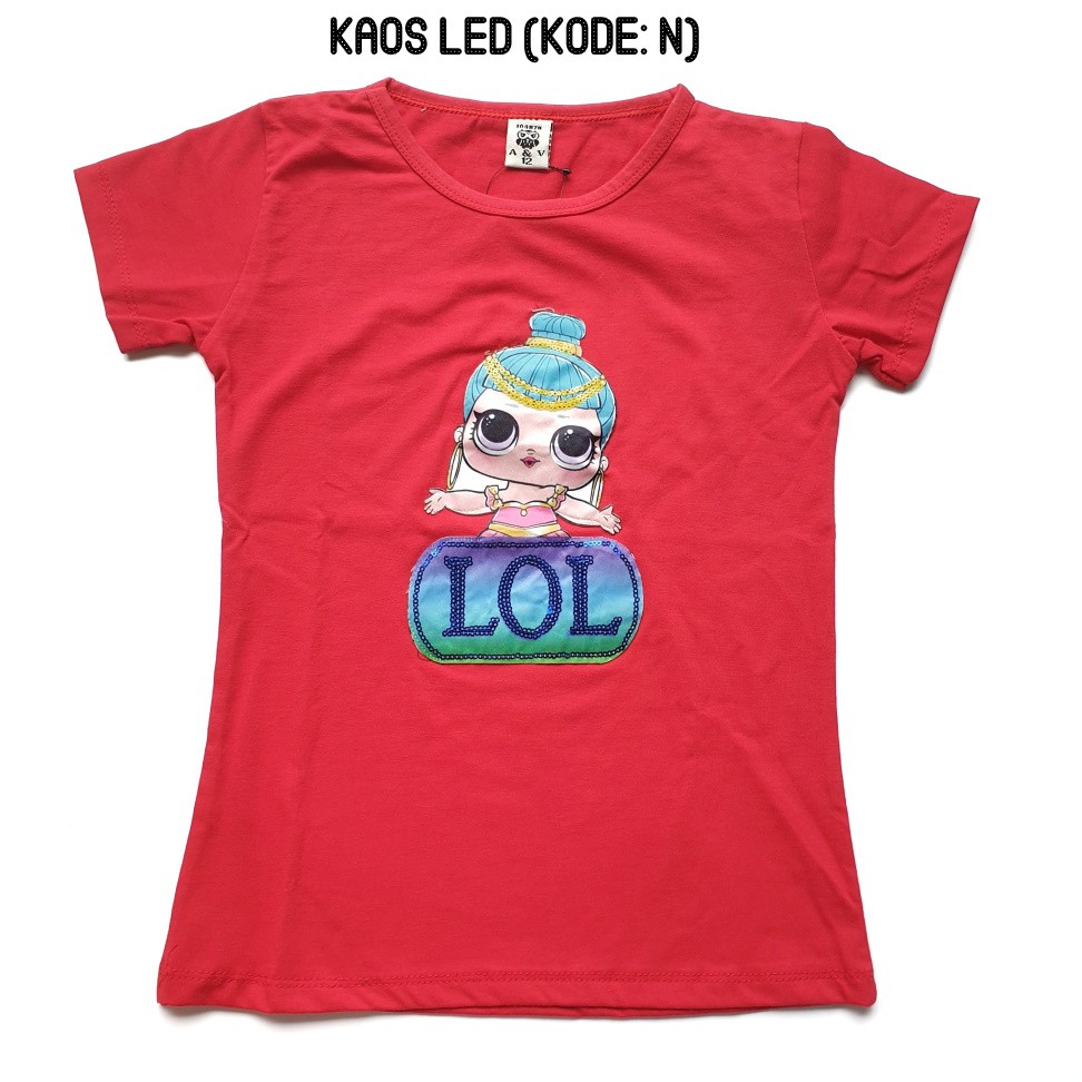 Kaos LED Anak motif LOL (motif K L M N O)