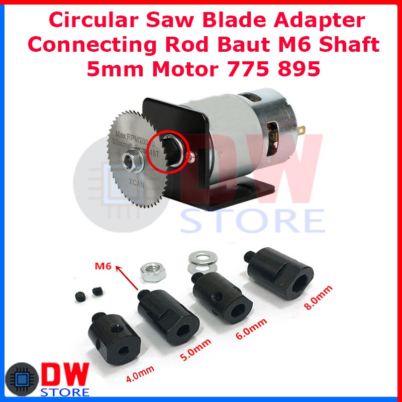 Jual Circular Saw Blade Adapter Arbor Drat M6 ke Shaft Motor 775 895