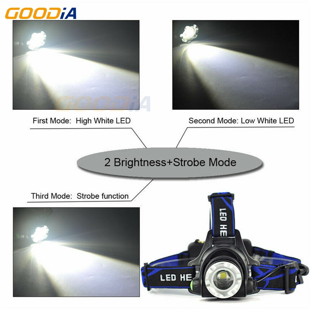 ✪〖Outdoors Flash/COD〗✪  T6 Zoom 90000LM Headlamp LED Headlight Flashlight Torch 18650 Battery &amp; charger