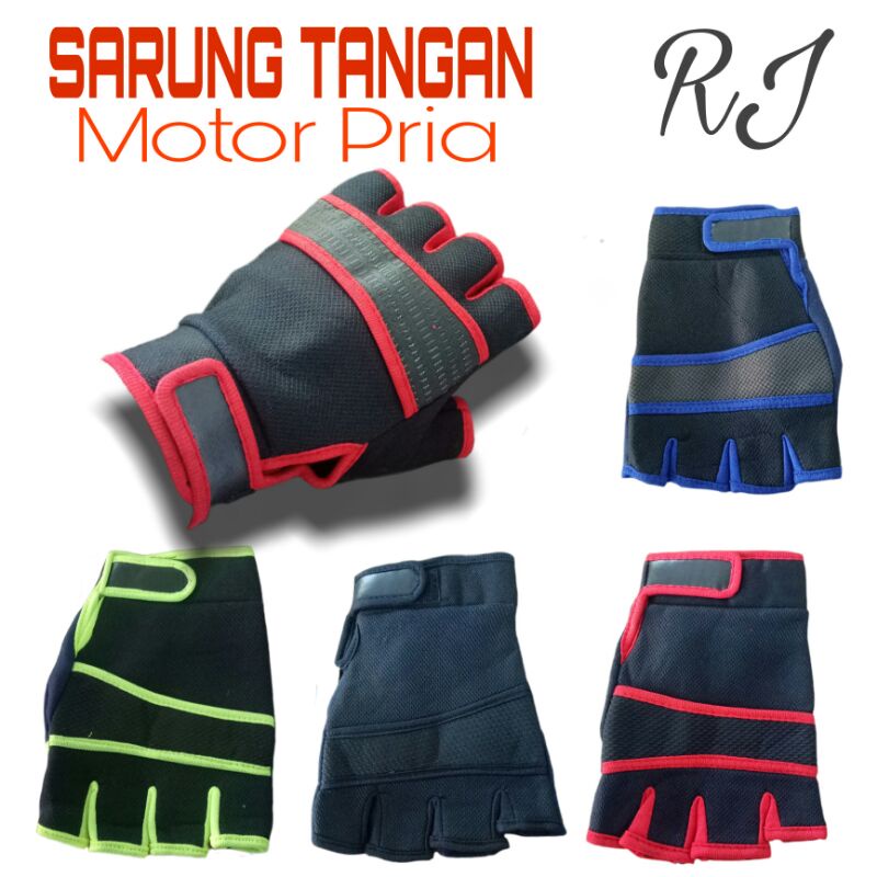 Sarung Tangan Sepeda Motor Pria Wanita Dewas Jari Buntung Premium Ter Murah / Sarung Tangan Motor Co