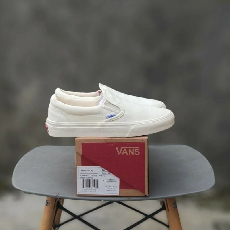 [BISA COD] Sepatu Slip On Full Cream Slip On Putih Polos Slip On Checkerboard Classic 36 - 43 Sepatu Slip On Santai Casual Pria Wanita