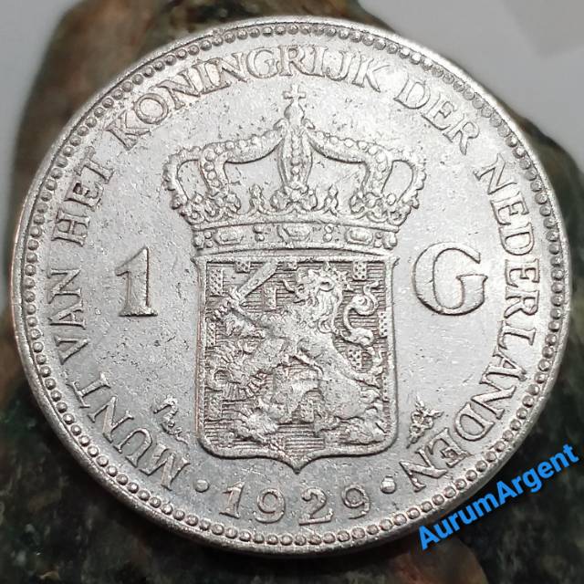 SWILH1G-2.. 1 PC KOIN PERAK KUNO ASLI 1 GULDEN WILHELMINA TH 1929.  -- SILVER COIN --