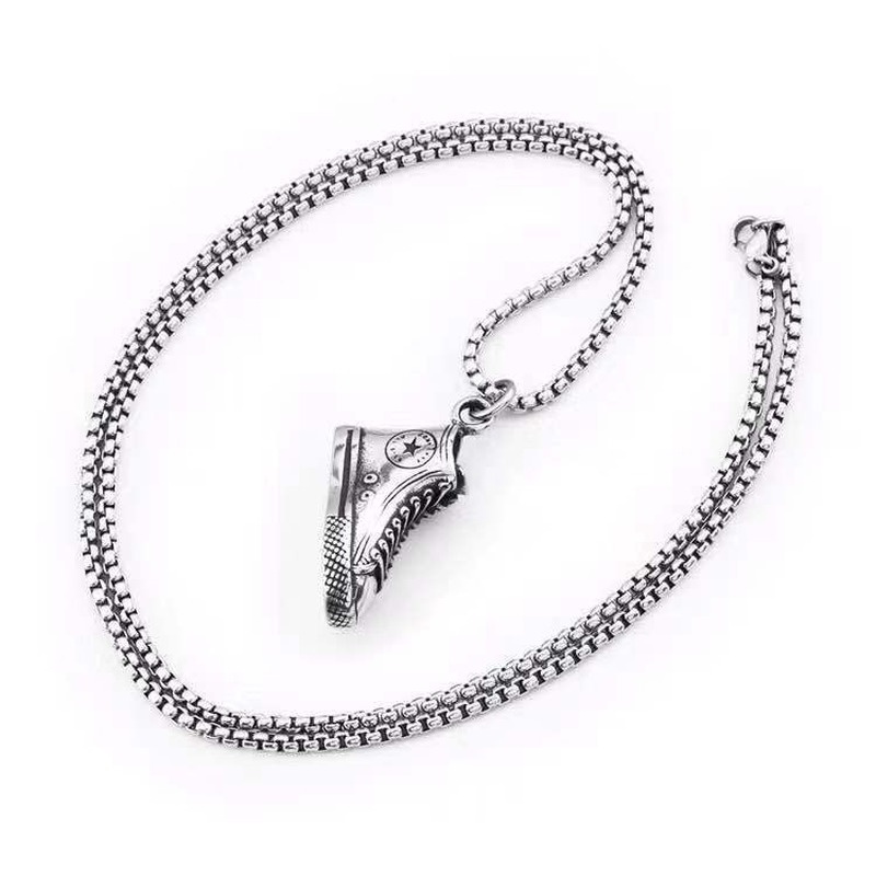 Vintage hip-hop shoes pendant personalized titanium steel necklace  210818