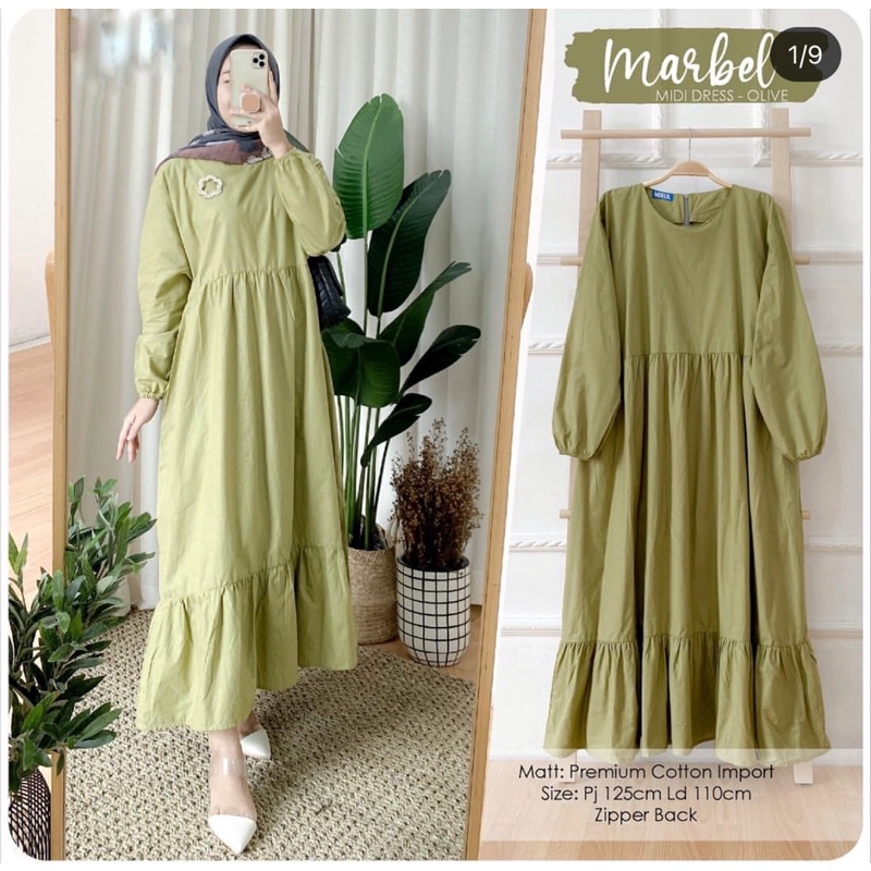 MARBELA MIDI DRESS TUNIK / BAJU ATASAN WANITA | Gamis Terbaru2022 Baju Lebaran Remaja Wanita Model T