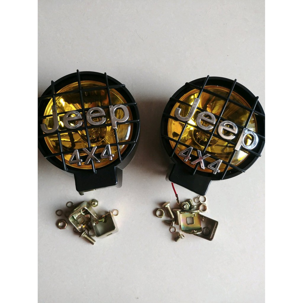 foglamp bulat jeep 4x4 4 inci lampu kabut Jeep putih bening clear dan kuning yellow