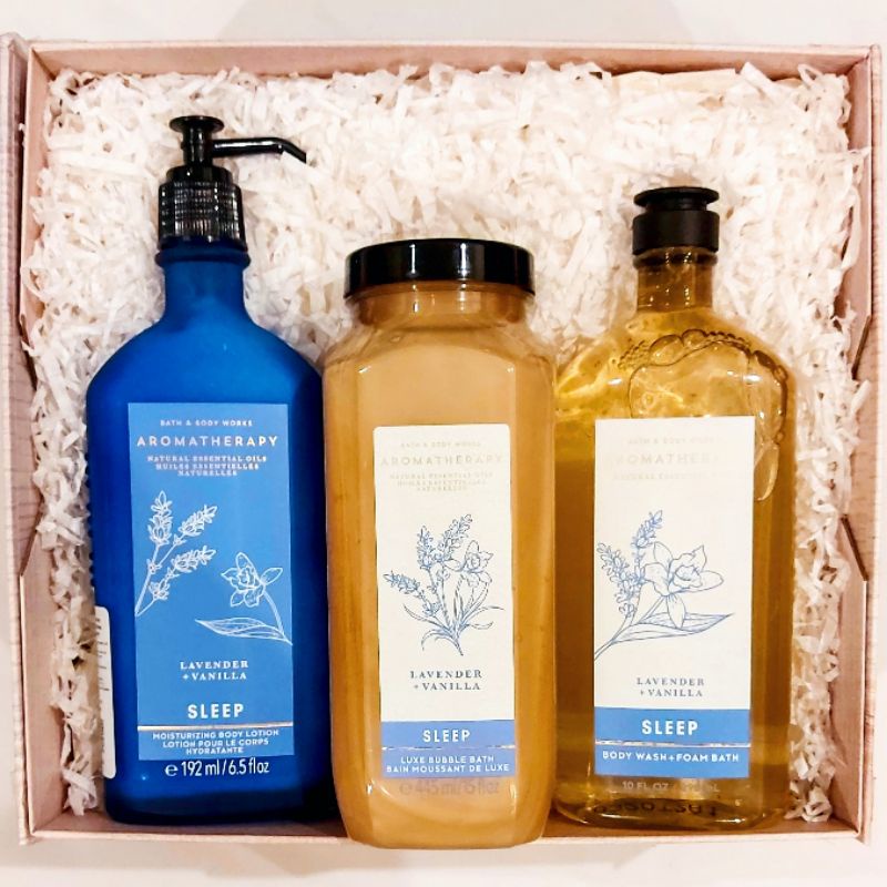 BBW AROMATHERAPHY SLEEP LAVENDER + VANILLA GIFT SET PAKET BATH &amp; BODY WORKS