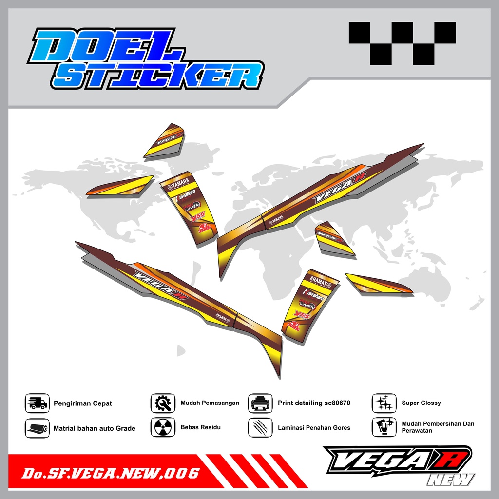 Sticker Striping Vega R New List Variasi Hologram , Crome Doel 006