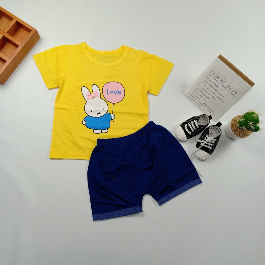 SETELAN KAOS BALITA / SETELAN KAOS PENDEK BALITA / SETELAN BALITA PEREMPUAN