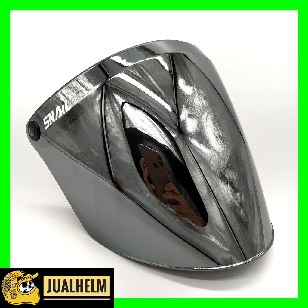 Snail Visor Retro Open Silver ( Kaca Bogo )