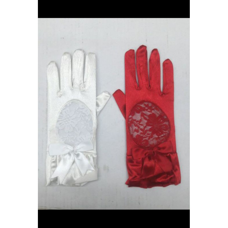 Sarung tangan Pendek Satin Brokat Kombinasi