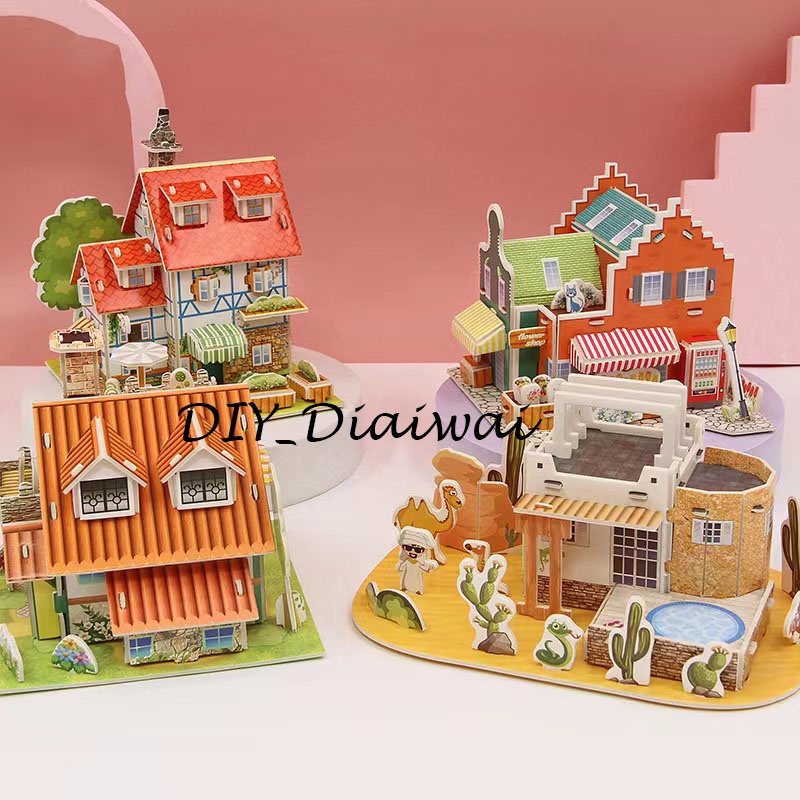 Puzzle 3D DIY bahan foam &amp; paper ICE CREAM HOUSE / VILLA  mainan puzzle edukasi anak (kado,pajangan,dekorasi)