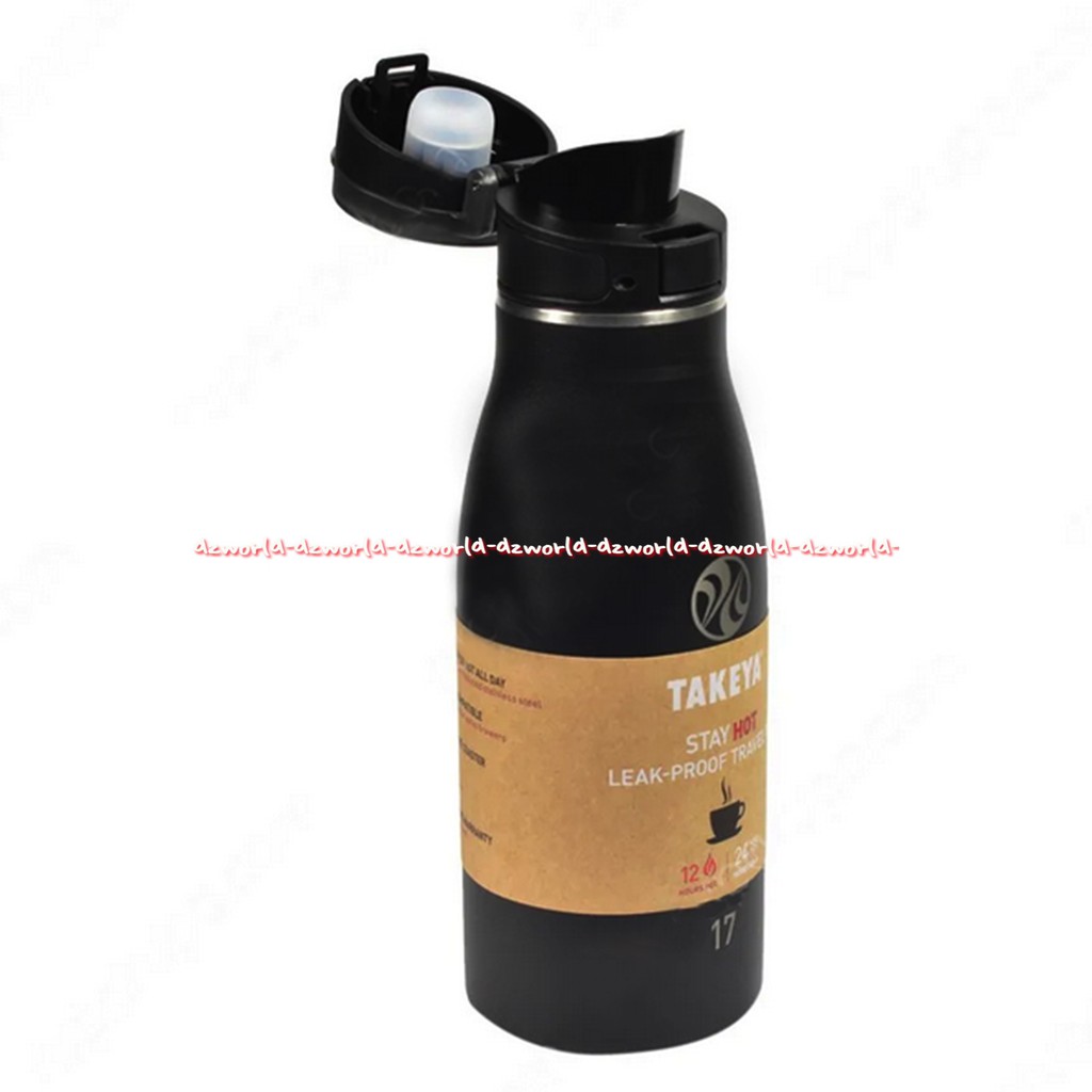 Takeya 500ml Vacuum Flash Black Botol Minum Tahan Lama Panas Dingin